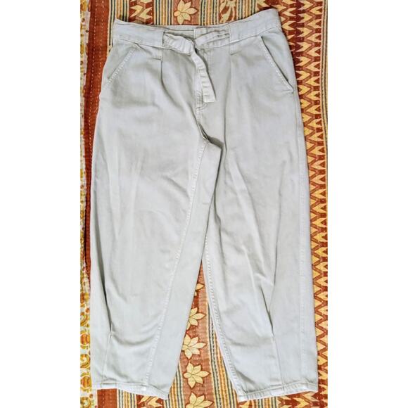 Free People We The Free Sadie Jeans Paper Bag Belted Waist Tapered Leg Sage 30 - Picture 3 of 13